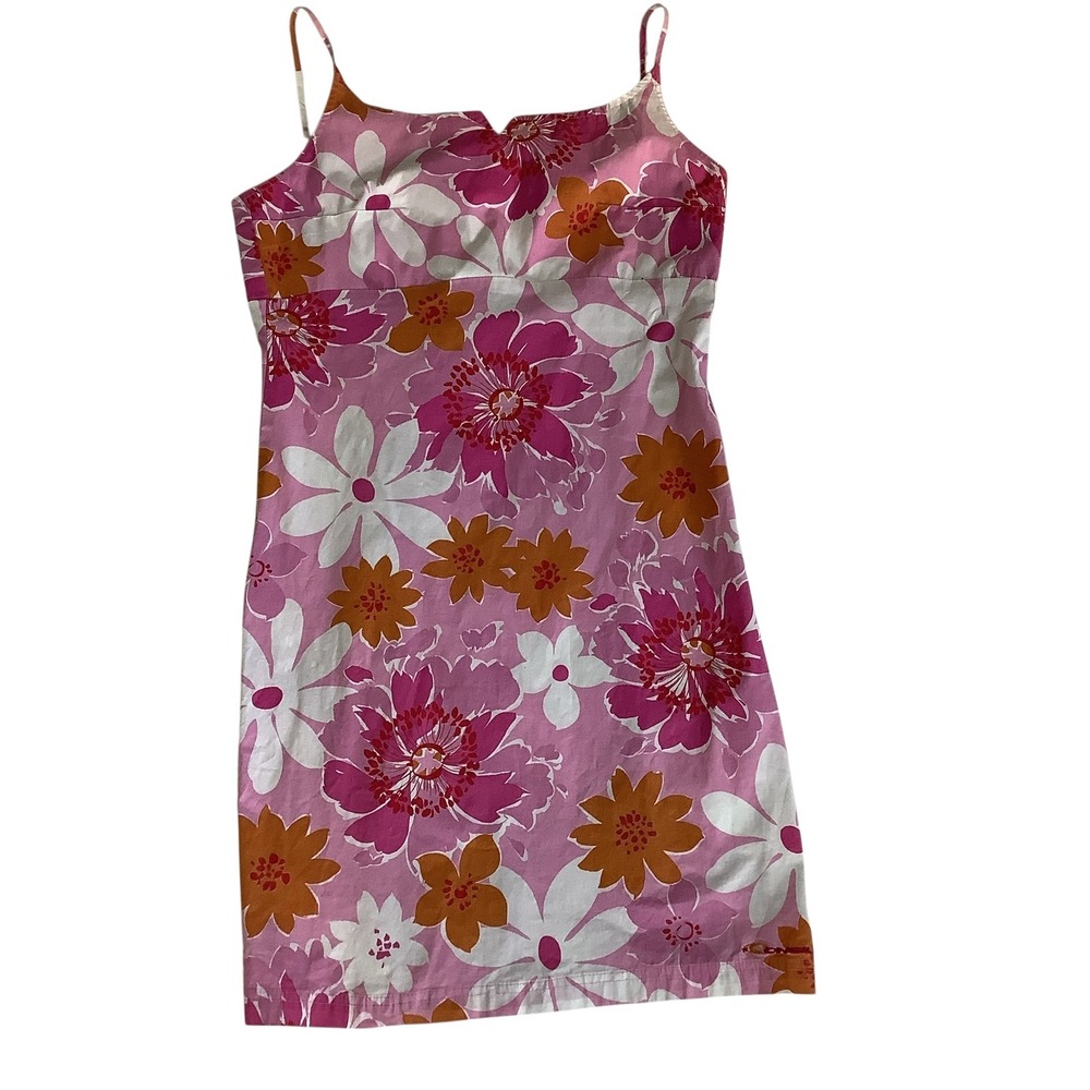 O'Neill Go Go Floral Mini Dress Pink Orange Tropical Cutout Back Womens Large - Picture 1 of 8
